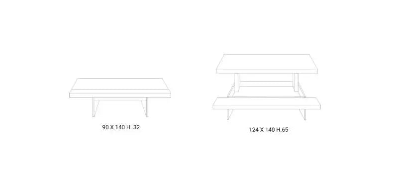 table basse avec plateau relevable bois