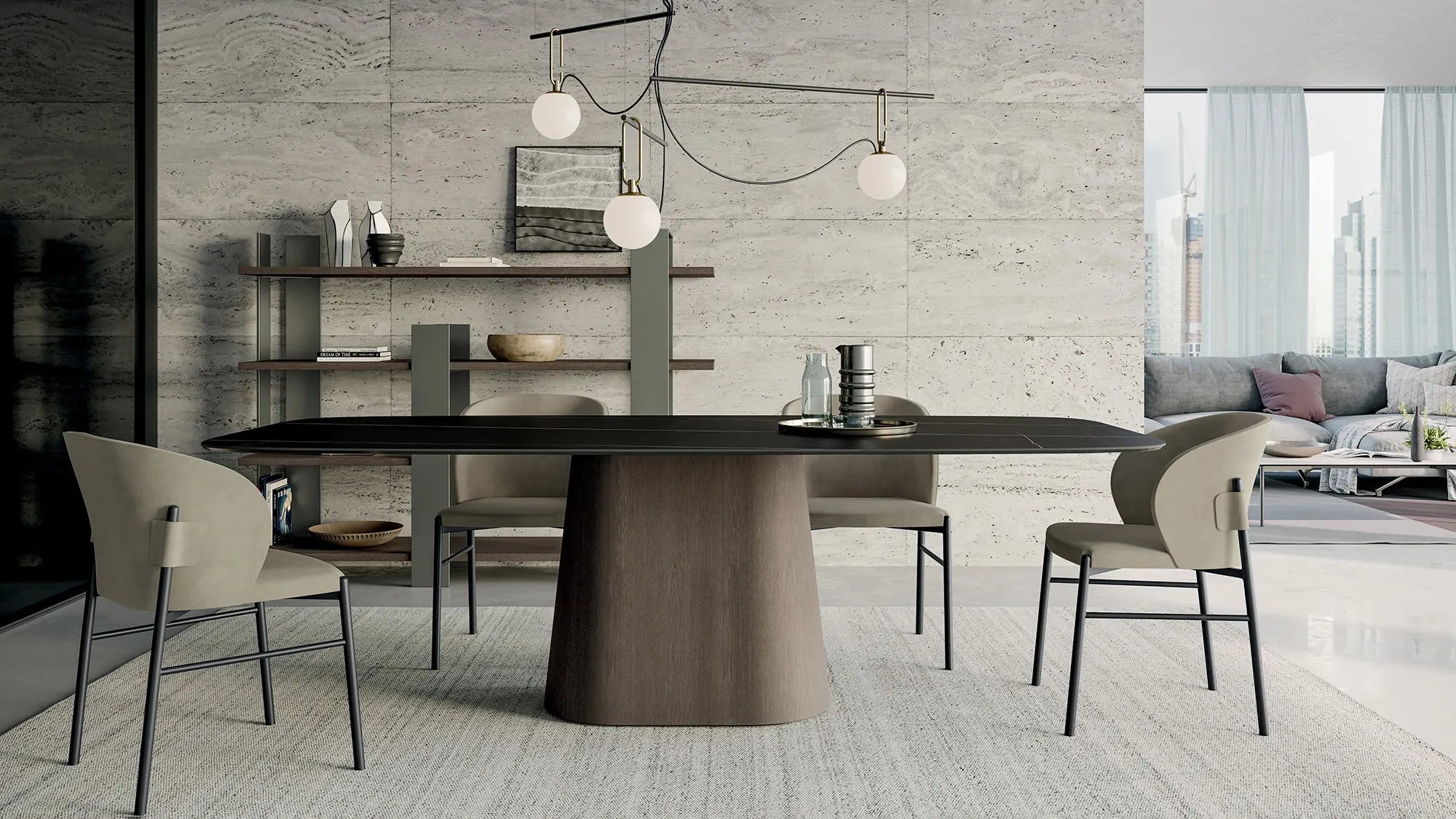 table céramique pied central