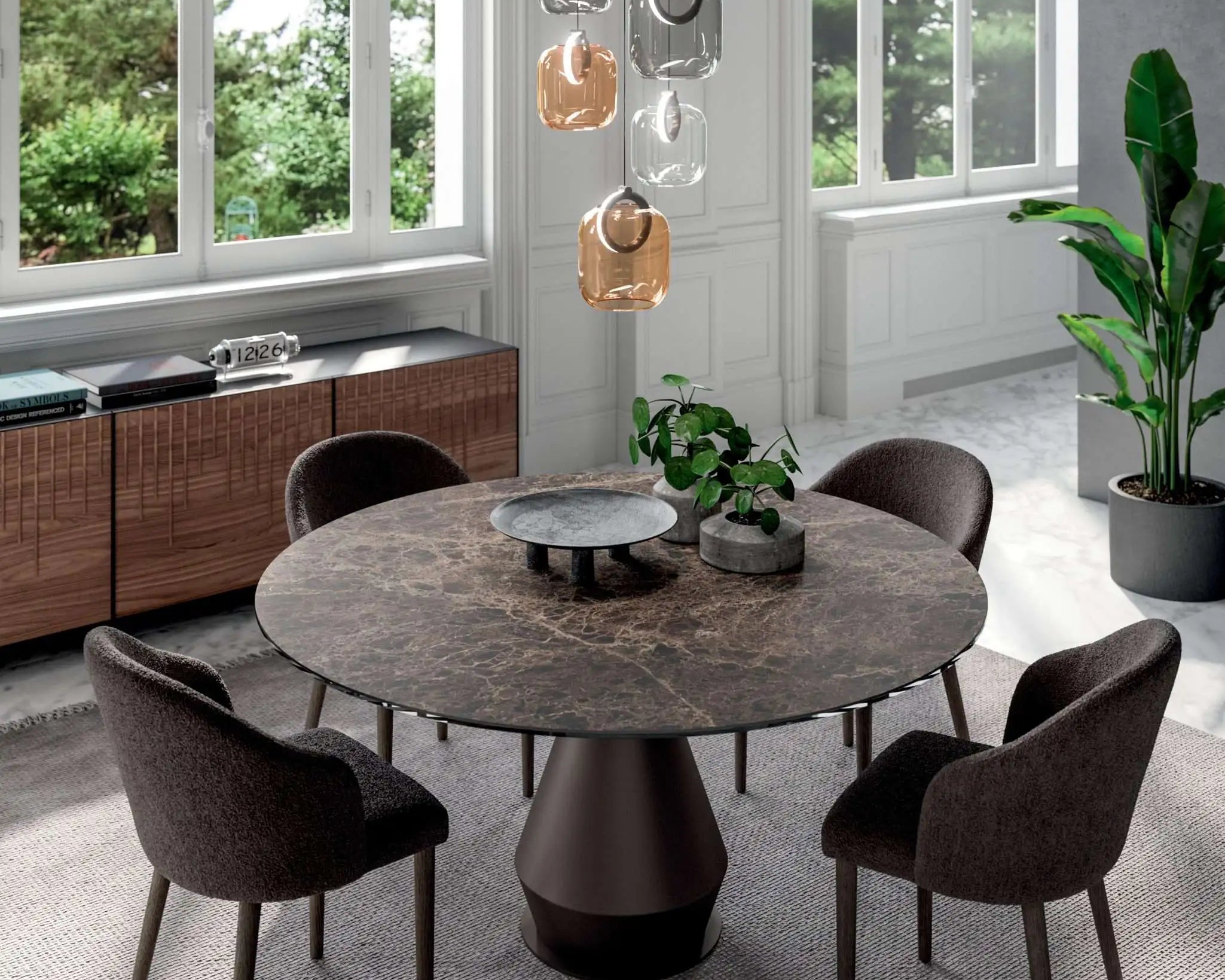 table ronde céramique pied central