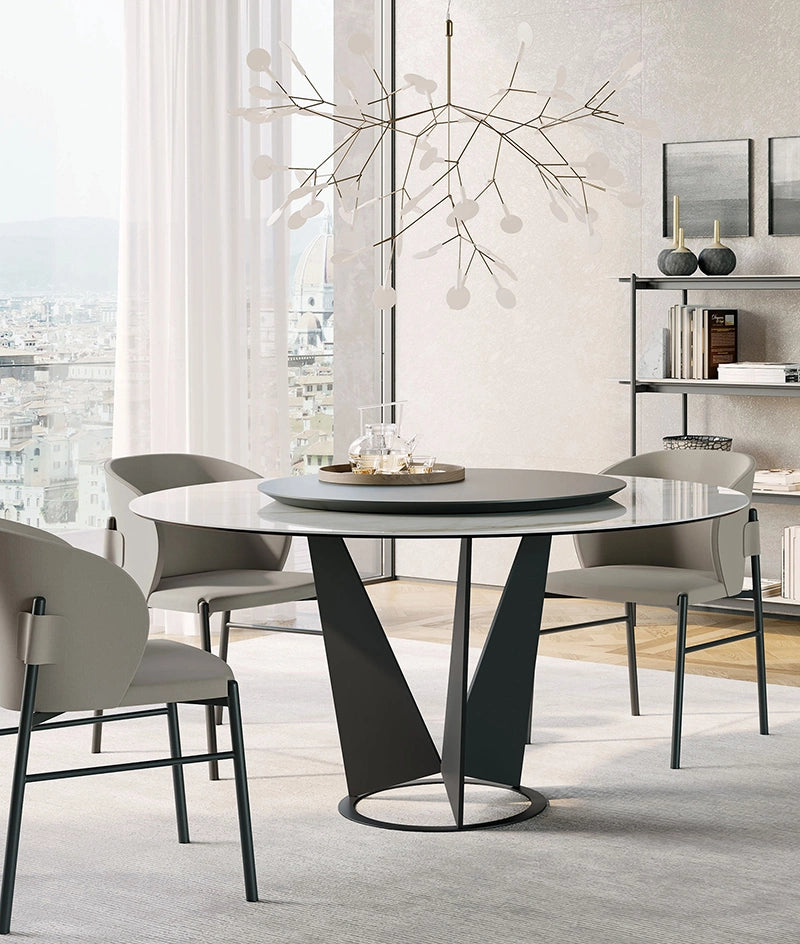 grande table plateau ceramique pied central design