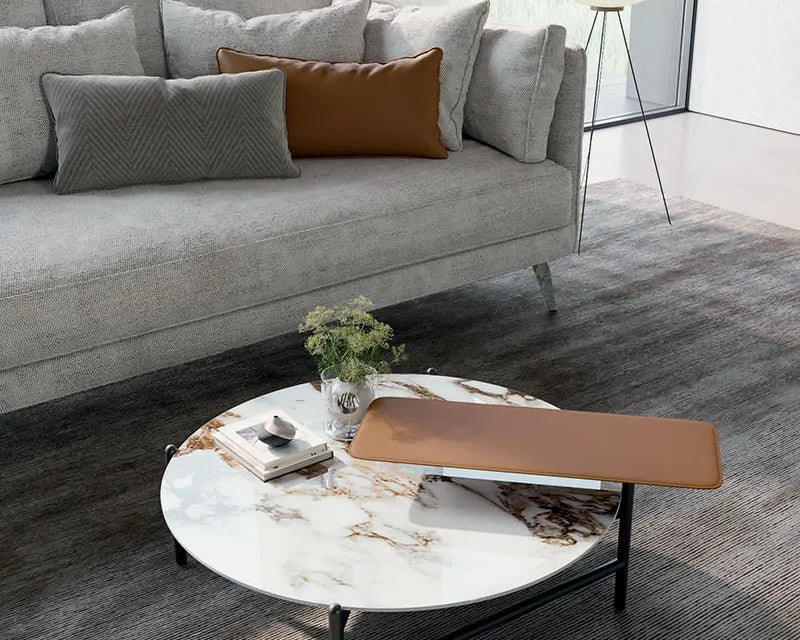 table basse ronde avec plateau