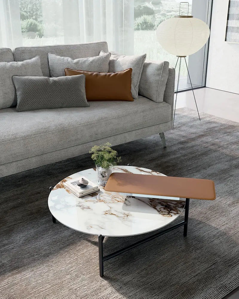 table basse ronde avec plateau