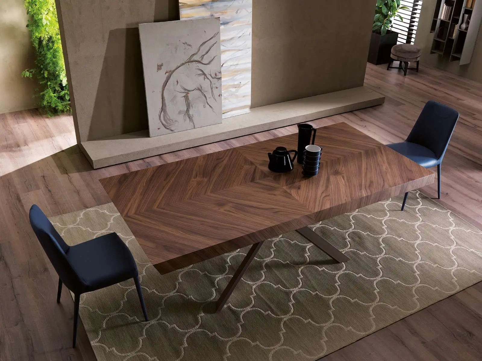 table ovale avec pied croisé métallique