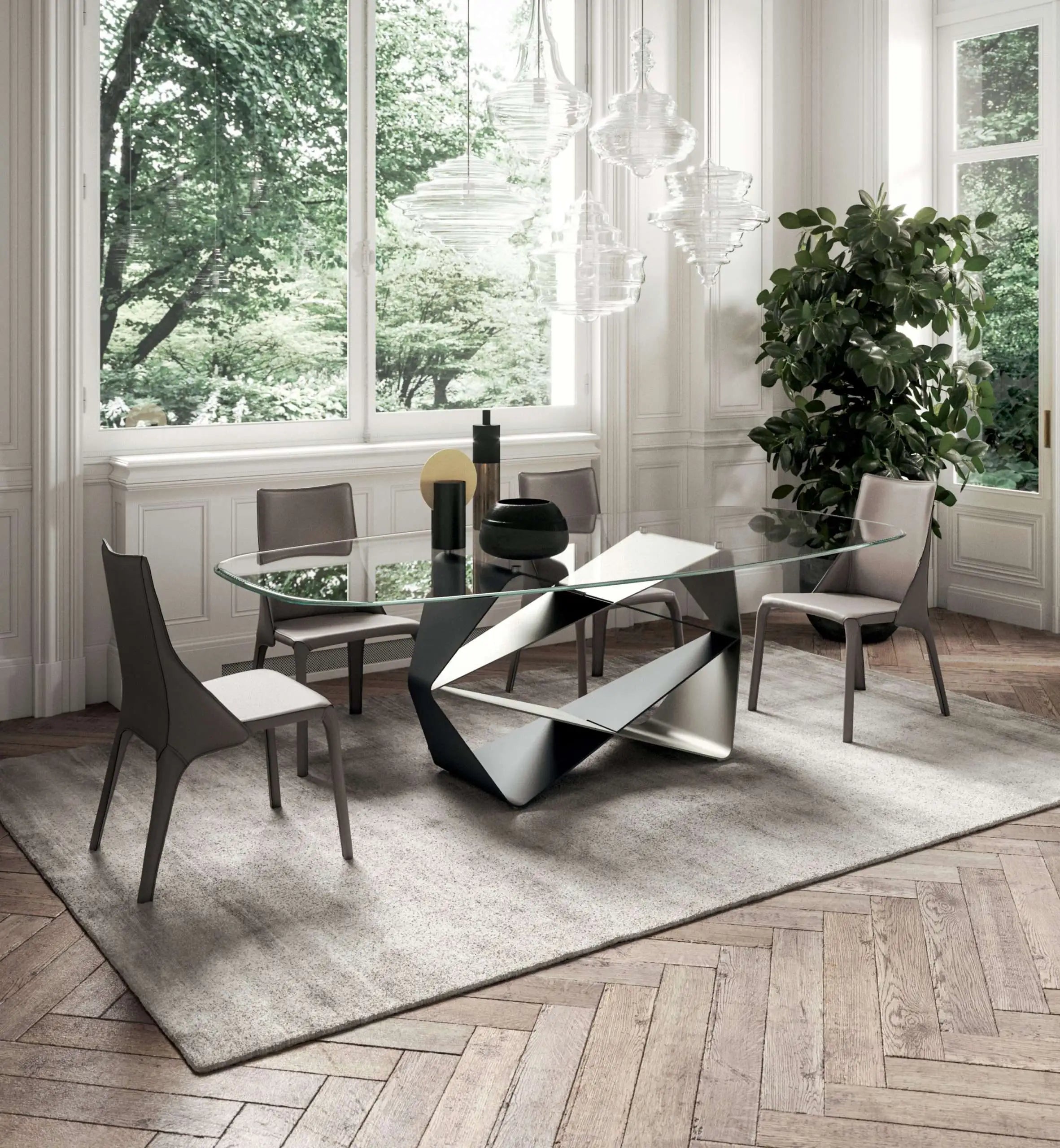 table en verre design salle à manger