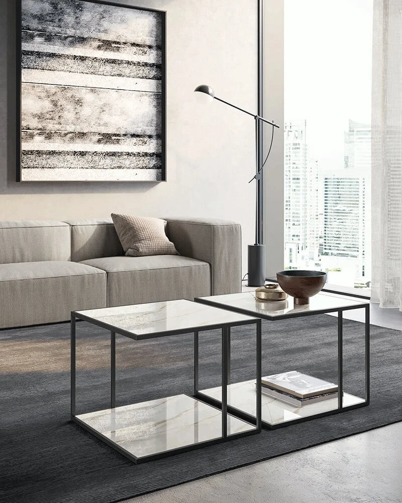 table basse carre 2 niveau