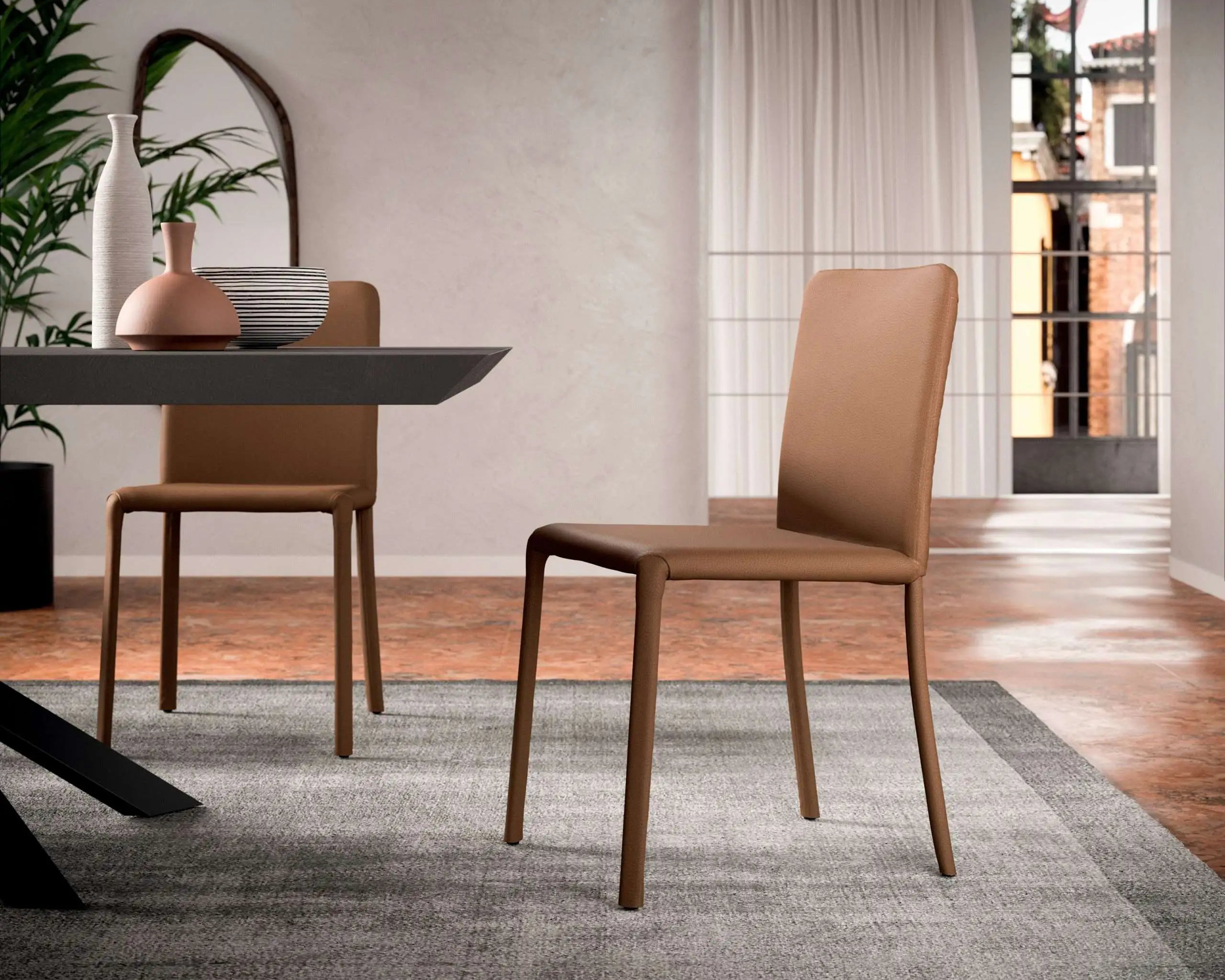 chaise salle à manger design cuir