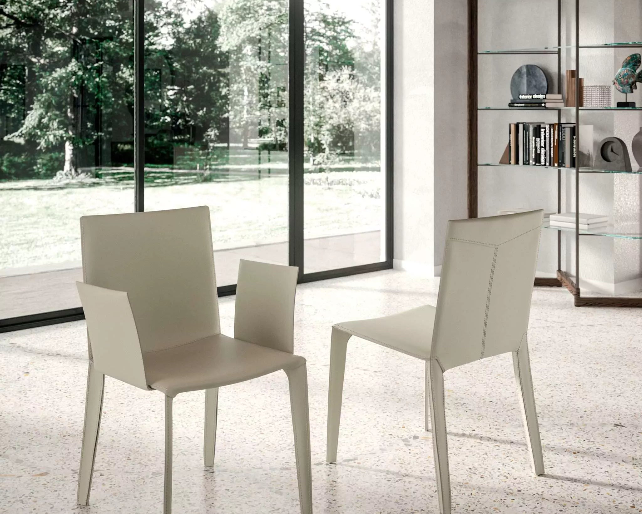 Chaise-Design-Cuir-Blanc-pas-cher