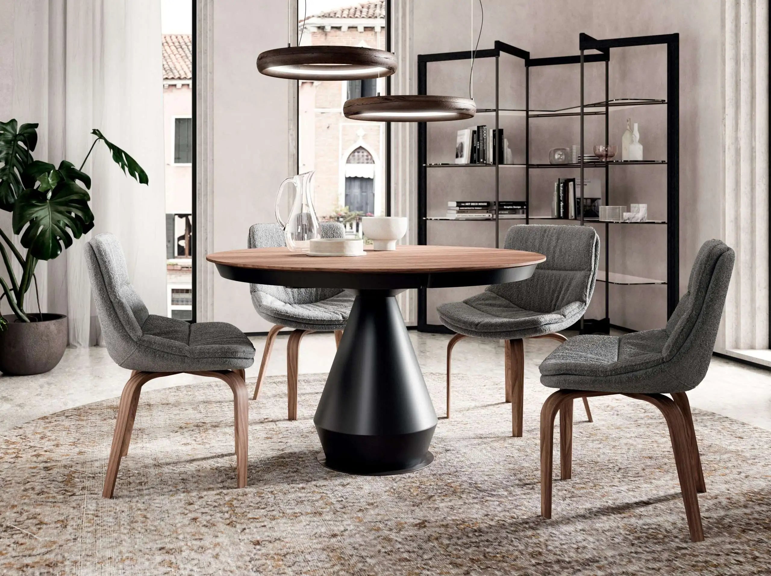 table ceramique extensible pied central