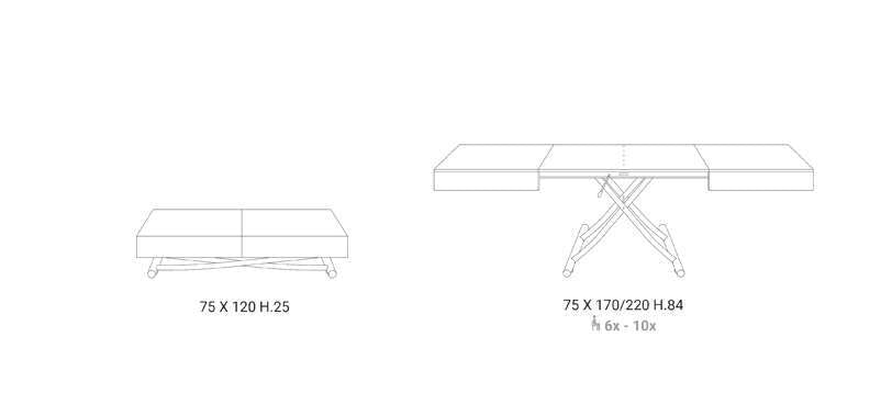 table basse transformable blanche