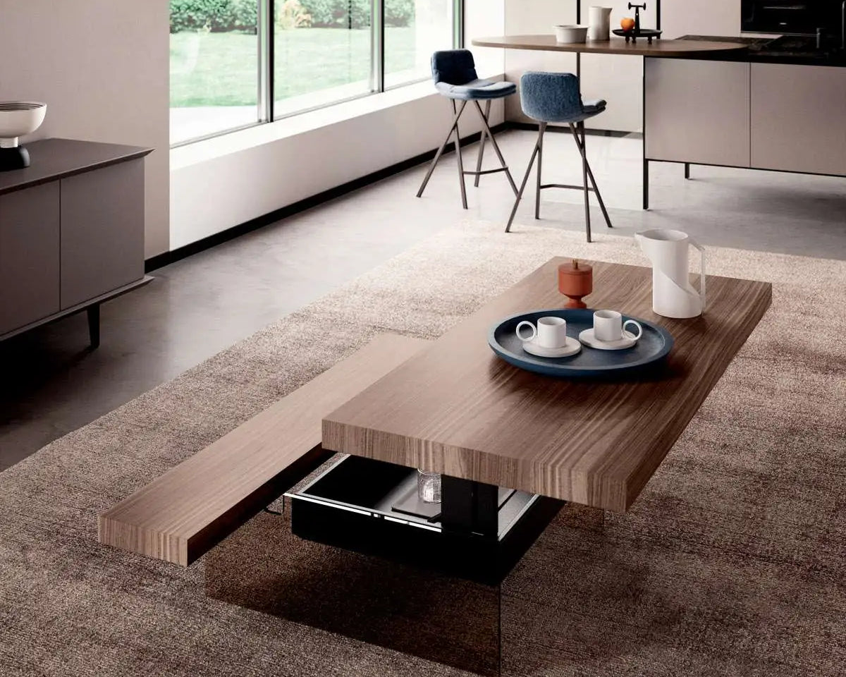 table basse avec plateau relevable bois