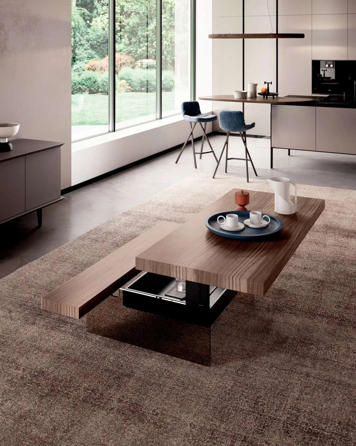 table basse avec plateau relevable bois