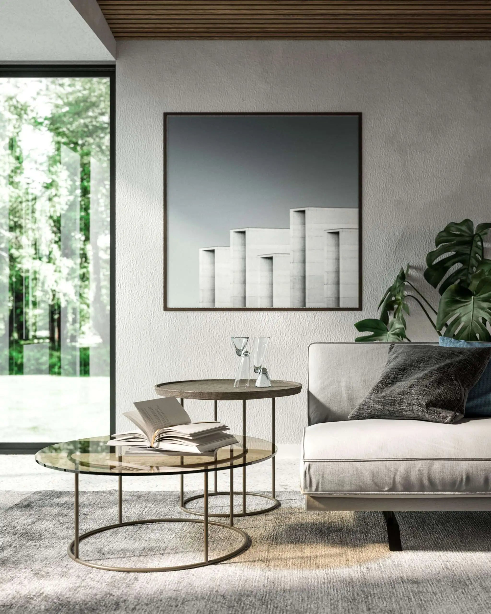 table basse ronde pied central metal