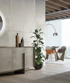 grande table plateau ceramique pied central design