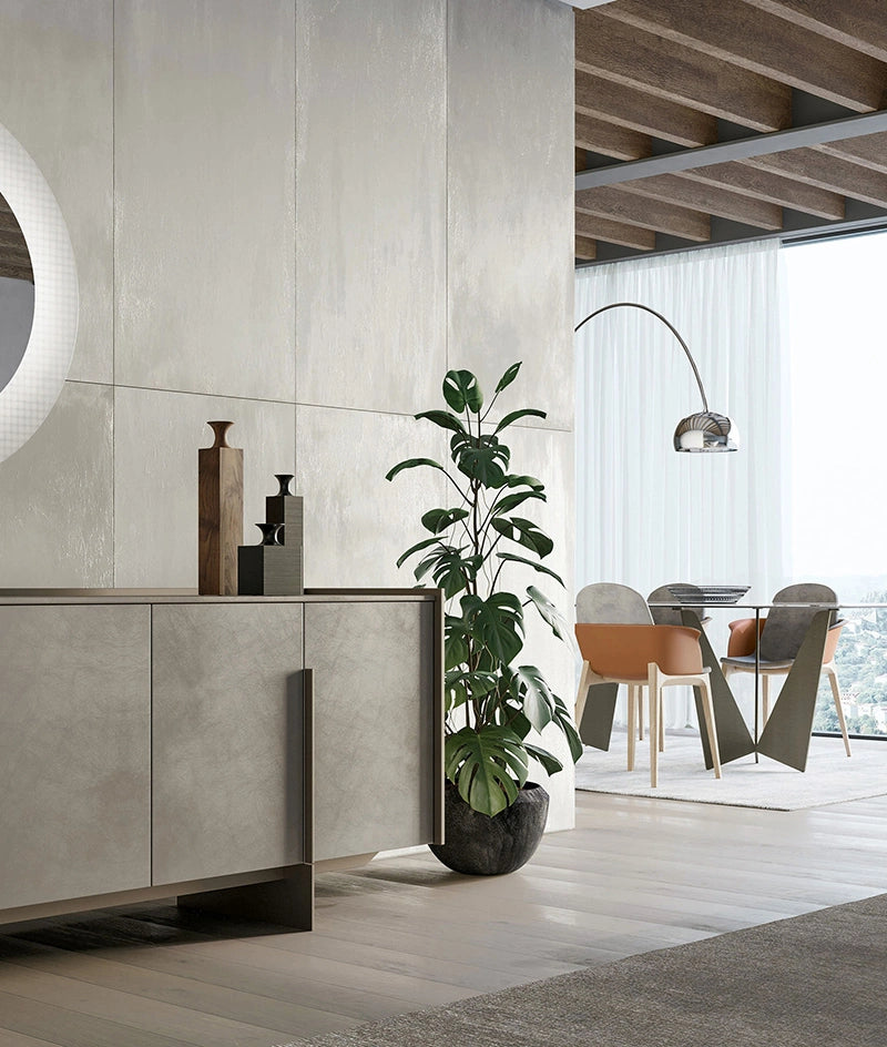 grande table plateau ceramique pied central design