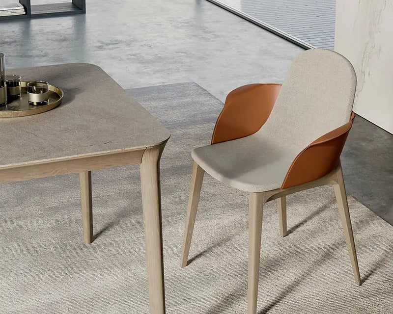 chaise accoudoir cuir et bois