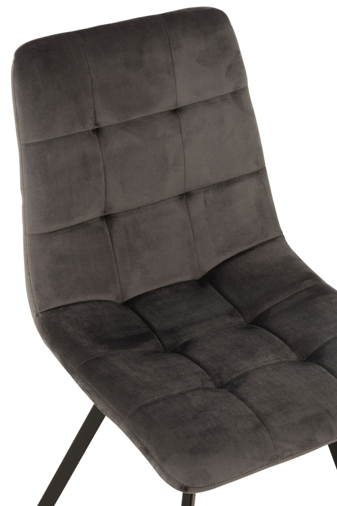 Chaise-Capitonnee-Velours-Gris-salle-a-manger