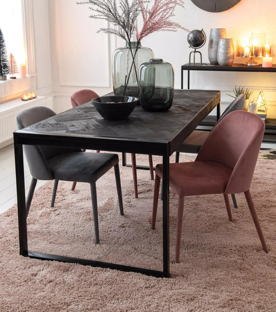 Chaise-Velour-Rose-Fonce