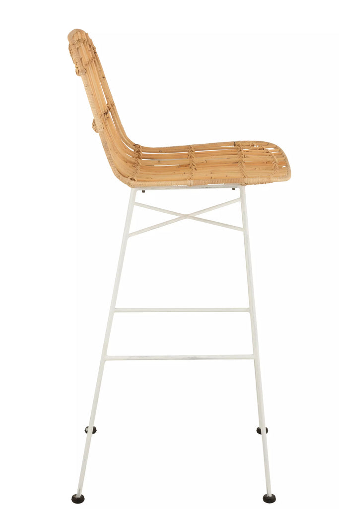 Chaise-de-Bar-Rotin-Pied-Blanc-design