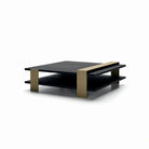 table basse noir et or carré