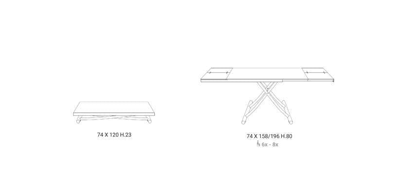 table basse transformable en verre design